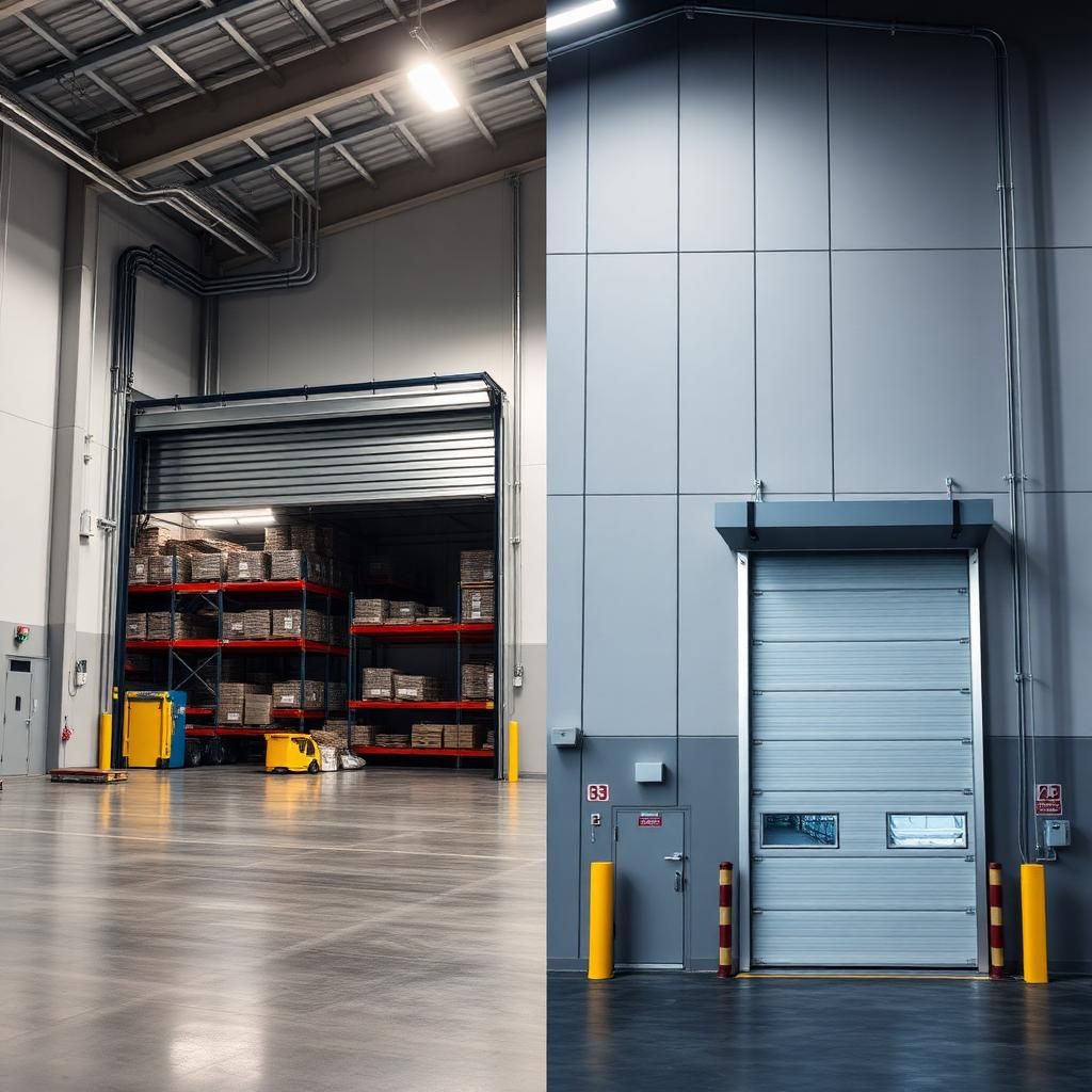 Sectional overhead door installed at industrial facility